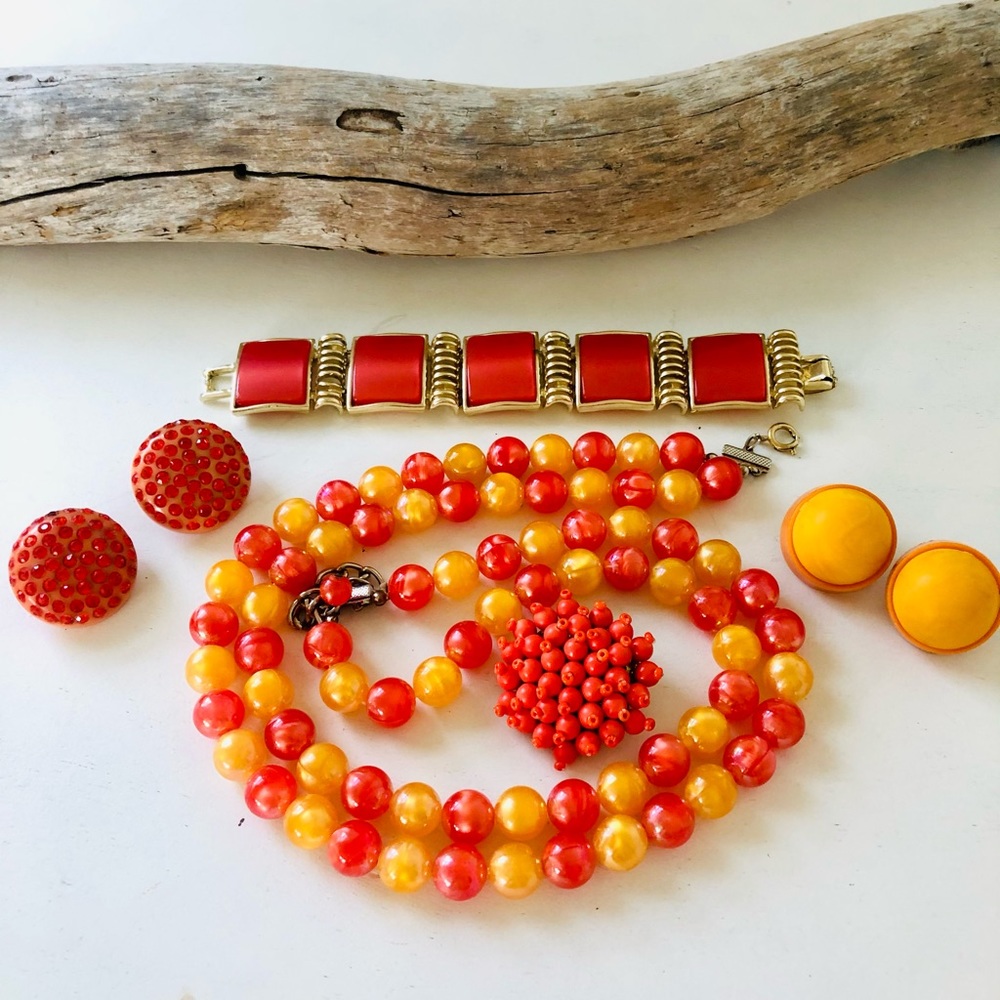 Vintage orange Retro jewelry Bracelet lot 🍊